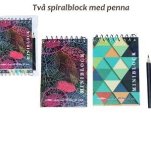 Spiralblock 7,5x11cm 2-p + penna