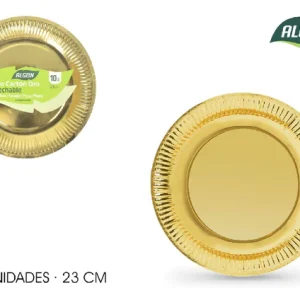 Papptallrik 23cm 10-p Guld