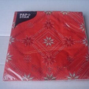 Servett 33x33cm 20-p Needlework Red (Jul)
