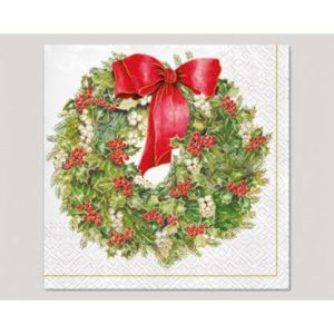 Servett 33x33cm 20-p Christmas Wreath